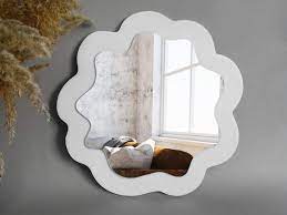 Small White Wavy Mirror For Wall Uk