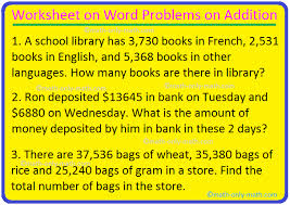 Word Problems On Addition Word Problems