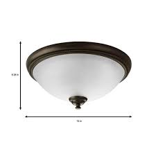 Progress Lighting Pavilion Collection 15 In 2 Light Antique Bronze Flush Mount With Etched Watermark Glass Bowl P3479 20 The Home Depot