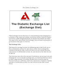 The Diabetic Exchange List Free Download