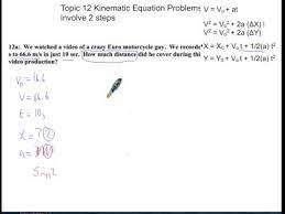 Topic 12 Kinematic Equation Problems W