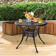 Brown Round Metal Outdoor Bistro Table