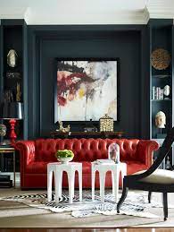 Dark Grey Walls Red Chesterfield Sofa