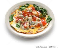 taiwan oyster omelette stock photo