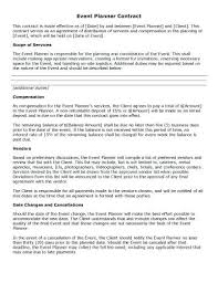 Event Planner Contract Example Free Format Event Management