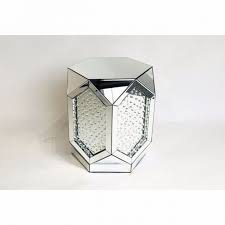 mirrored crystal faceted end table
