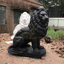 Outdoor Lion Garden Statues Glass Fiber