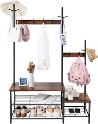 1 1 Hall Tree Coat Rack Sy Pa Child Entryway Bench And Shoe Rack Storage 3 In 1 Functional Hall Tree Industrial Rustic Wood Metal Furniture