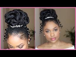 Then part of hair at the crown is pushed towards the left hand side with bangs and with curvy edge that touches the chic to look fashionable. Easy Bridal Wedding Bun Updo Hairstyle For Black Women Youtube