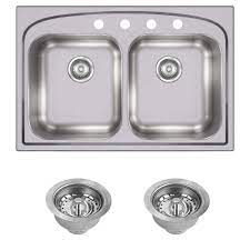 double bowl kitchen sink with drain