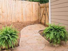 A Flagstone And Gravel Patio Or Pathway