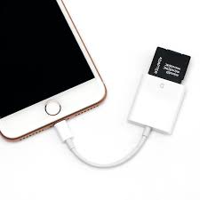 Portable Iphone Apple Lightning To Sd Card Camera Reader Adapter White Color