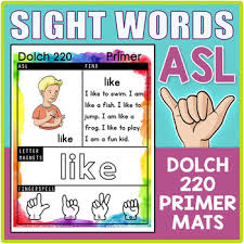 Asl Sign Language Sight Word Activity Charts Dolch 220 Primer