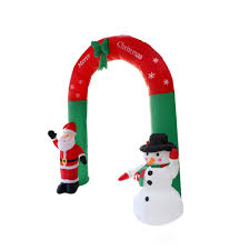 Christmas Garden Decorations Venue Arrangement Props Inflatable Christmas Arch Santa Snowman With Led Lights