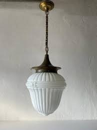 Art Deco Milk Glass Ceiling Lamp