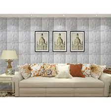 Art3d White Decorative 3d Wall Panels Leather Wall Tiles Diamond Design 23 6 In X 23 6 In 6 Tiles Box