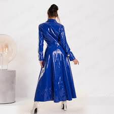 women pvc vinyl long coat trench coat