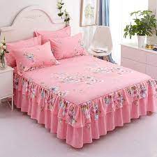 1 piece bed skirt lace fl print