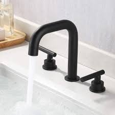 Delta faucet haywood widespread bathroom faucet chrome, bathroom faucet 3 hole, bathroom sink faucet, drain assembly, chrome. Kes Matte Black 8 Inch Widespread Bathroom Faucet 3 Hole Modern Vanity Sink Faucet 2 Handle Brass With Supply Hoses L4317lf Bk Amazon Com