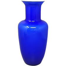 Vintage Blue Vase In Murano Glass By