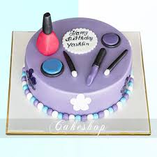 purple makeup theme cake