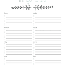 Printable Things To Do List Weekly For Template Pdf