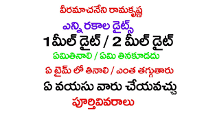 Veeramachaneni Ramakrishna One Two Meal Diet Complete Details Telugu Park
