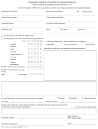 Directions for employer's statement of return to work reset please answer all questions. Form 10133 36 Download Fillable Pdf Or Fill Online Physician S Return To Work And Voucher Report California Templateroller