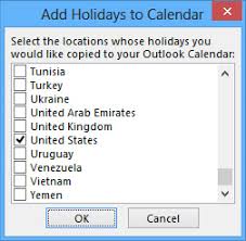 List of public holidays in nigeria in 2019. Add Holidays To Your Calendar In Outlook For Windows Outlook