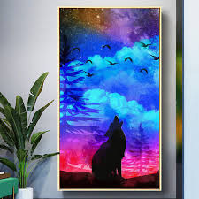 Abstract Howling Wolf Colorful Poster