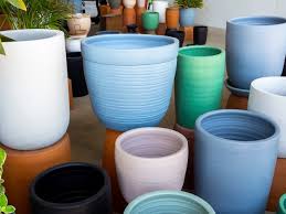 Various Colorful Ceramic Plant Pots In