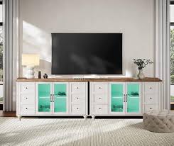 Glass Door Tv Stand With Colorful Light