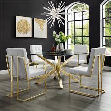Shop gold dining room chairs and other gold seating from the world's best dealers at 1stdibs. Posh Living Evan Faux Leather Dining Side Chair In White Gold Set Of 2 Dc56 01we2 Cx