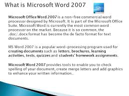 Introduction To Microsoft Office 2007 With Focus On Ms Word
