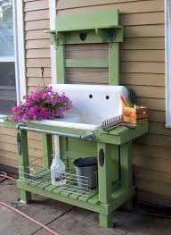 Salvaged Wood Pallet Potting Benches