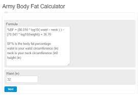 army body fat calculator men