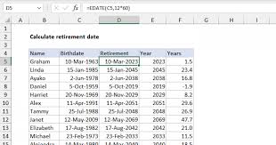 Calculate Retirement Date Excel