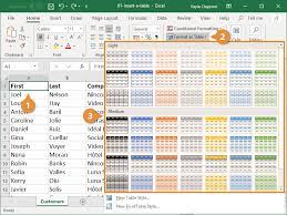 how to make a table in excel custuide