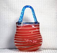 murano glass purse vase mouth blown red