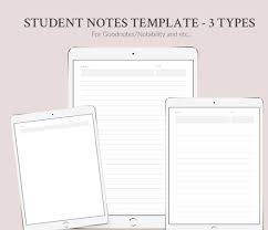 Student Notes Template Printable Or Digital 3 Templates Digital Notebook School College University Student Notebook Instant Download