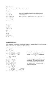 solving quadratic equations csec math