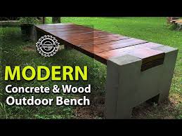 Modern Outdoor Wood And Concrete Bench