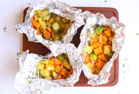 grilled vegetables in foil packs so