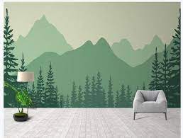 Buy Hand Painted Green Mountains Trees