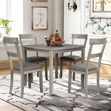 wooden top light grey dining table set