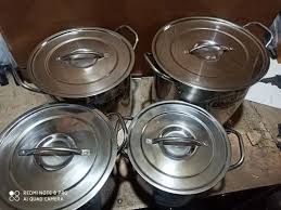 4 piece set stainless steel stock pot