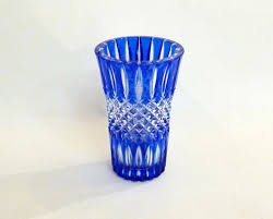 Small Cobalt Blue Cut Crystal Vase