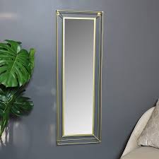 Slim Gold Wire Metal Wall Mirror 38cm X