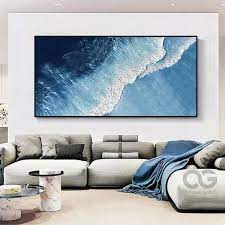 Blue Abstract Ocean Landscape Oil