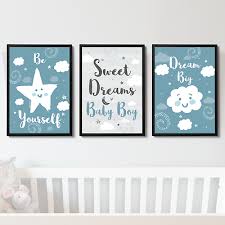 Grey Blue Nursery Prints Wall Art